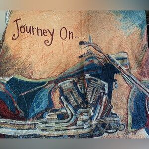 Journey On Motorcycle Tapestry Throw Blanket